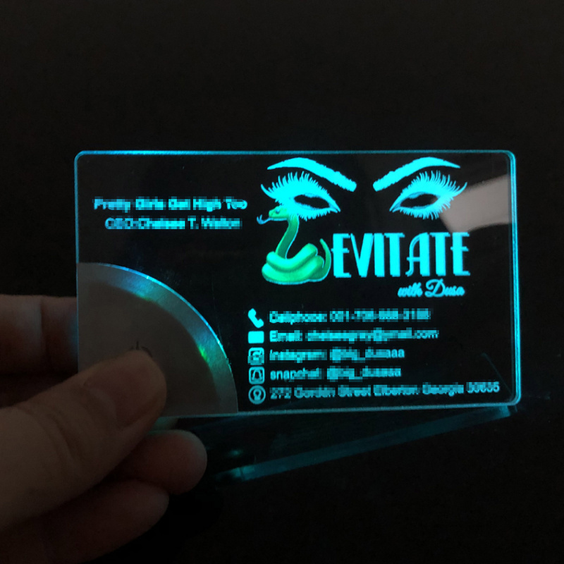 Plain blank acrylic laser company gift give away with colorful lighting up  Led business card