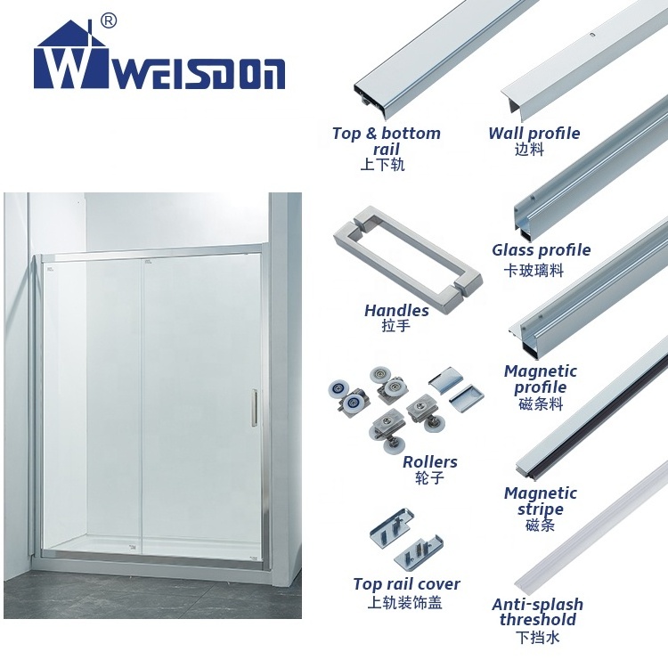 Weisdon Wholesale Aluminum Framed Sliding Full Set Shower Door Accessories Without Glass