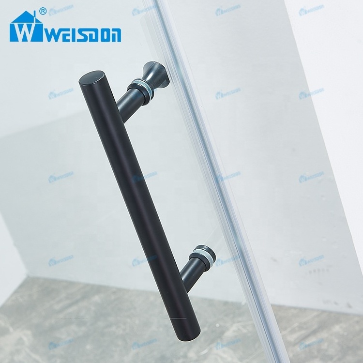 Weisdon Factory Direct Stainless Steel Matte Black Shower Room Sliding Frameless Tempered Glass Shower Door