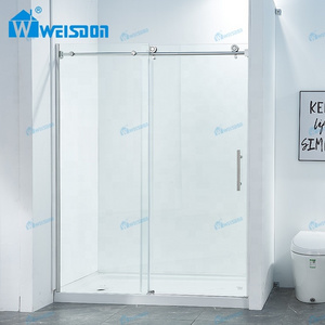 New Design Modern Stainless Steel Tempered Glass Panel Single Sliding Frameless Shower Cabin