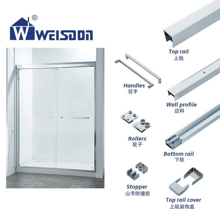 Weisdon Aluminum Framed Style Sliding Shower Door Full Set Shower Room Accessories Without Glass