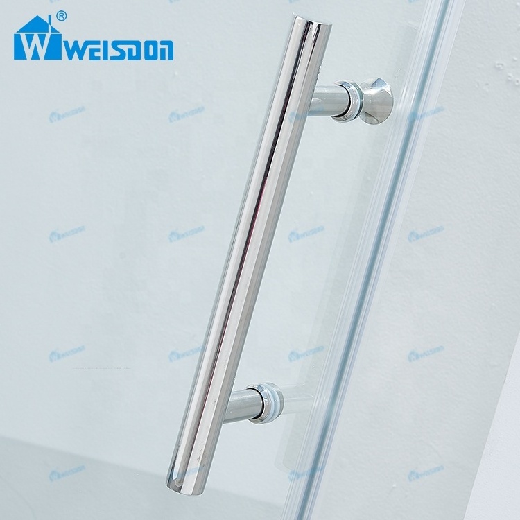 Weisdon Good Price Stainless Steel Single Sliding Shower Room Frameless Tempered Glass Shower Door