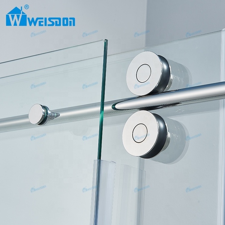 Weisdon Good Price Stainless Steel Single Sliding Shower Room Frameless Tempered Glass Shower Door