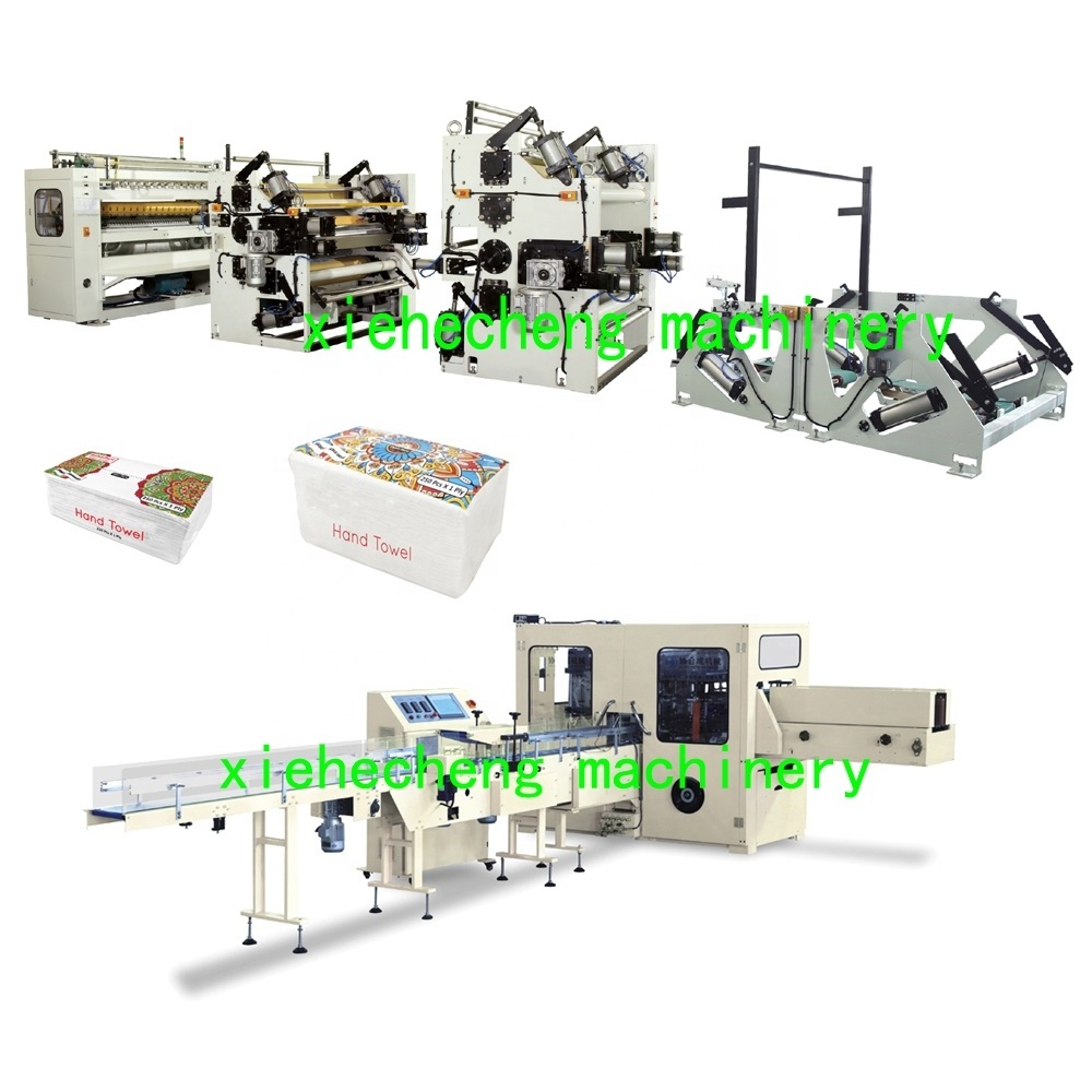 V Fold Hand Towel Facial Tissue Paper Converting Folding Packing Machine