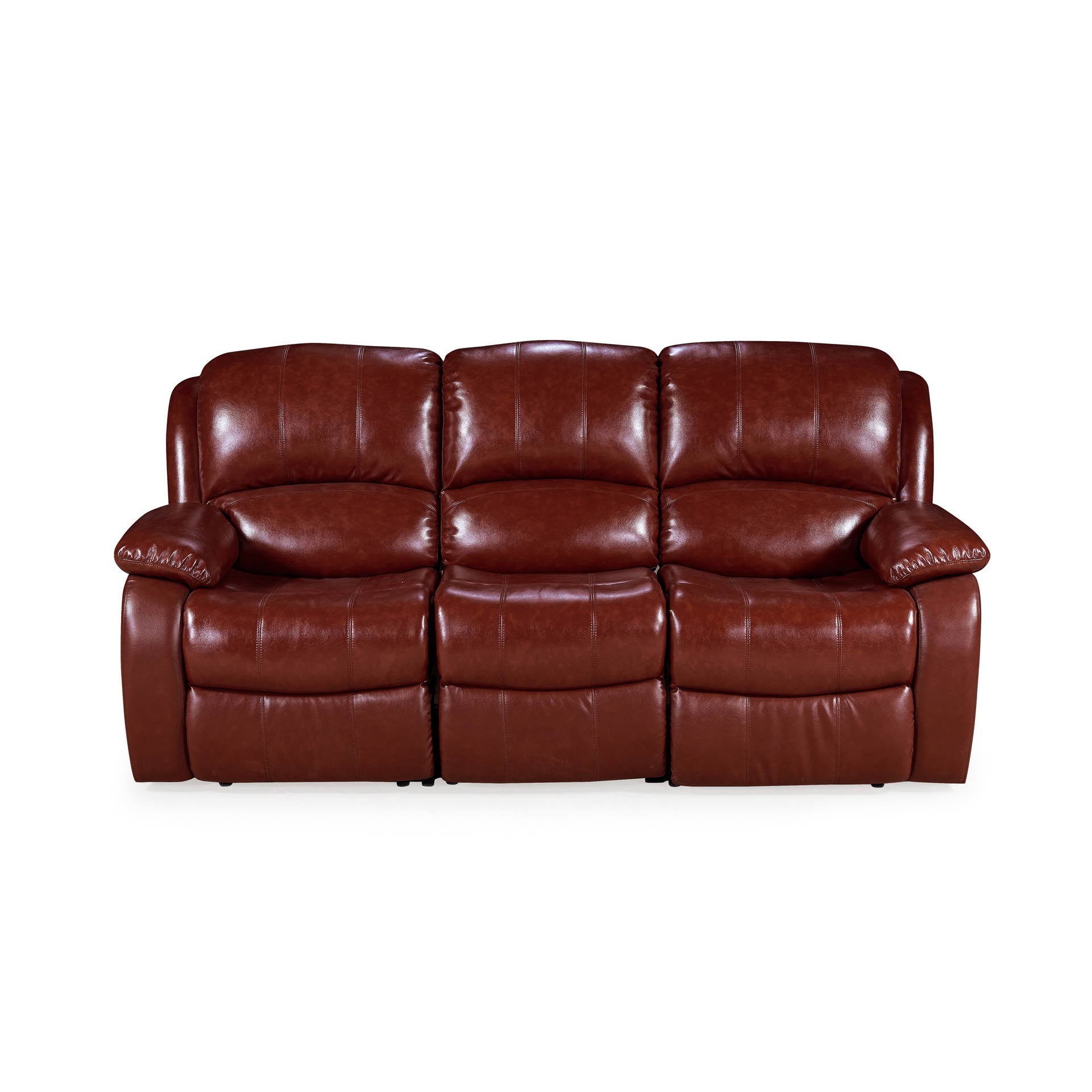 French Style Royal Red Wine Leather Recliner Sofa Unique Smart Furniture Lazyboy Manual Sofa