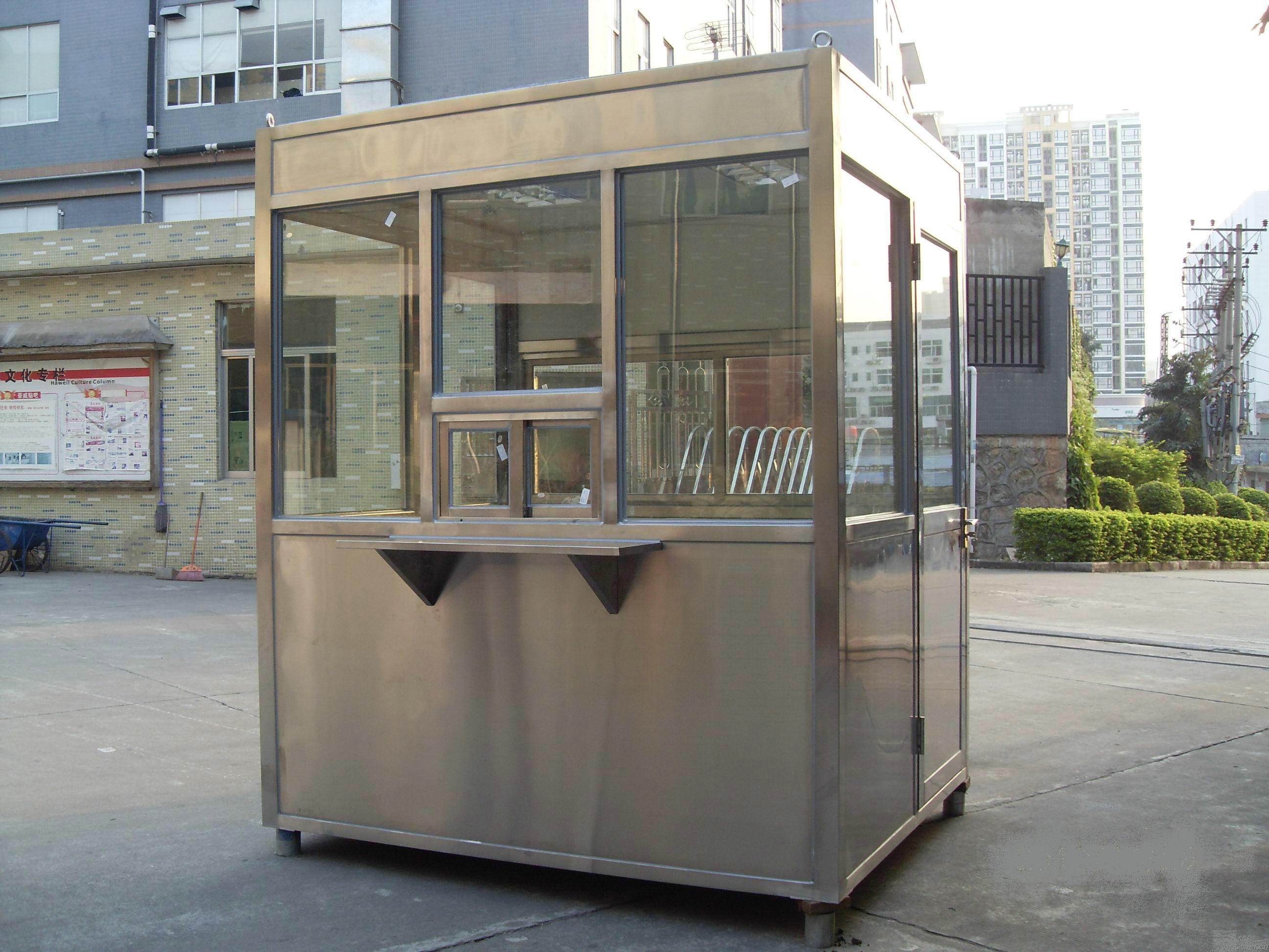 Stainless Steel Outdoor Security Guard Kiosk Prefabricated Portable Security Booth