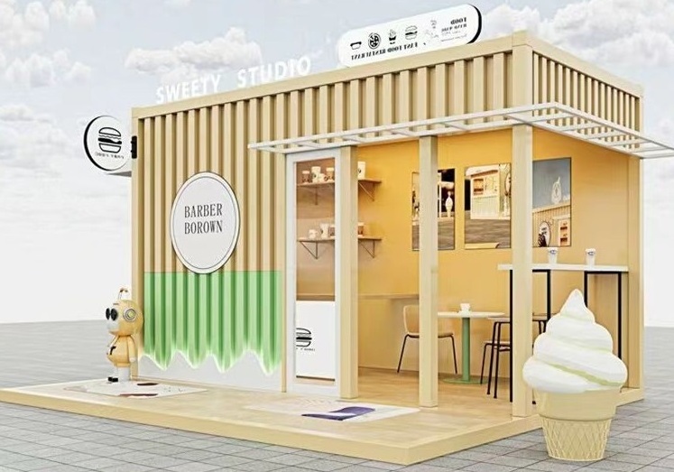 2024 Kazakhstan Outdoor Prefabricated Security Booth Kiosk Ticket Booth Portable Toilet Pizza Shop Streetfood Restaurant