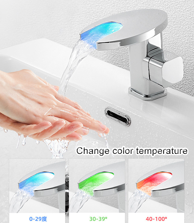 Waterfall intelligent sensor color change recognition warm water faucet