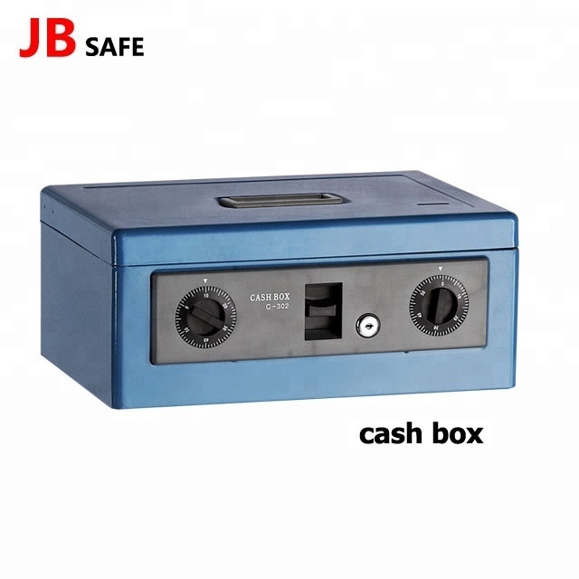 Small lock cash safe box, double lock red color 4kg cash box