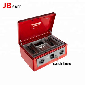 Small lock cash safe box, double lock red color 4kg cash box