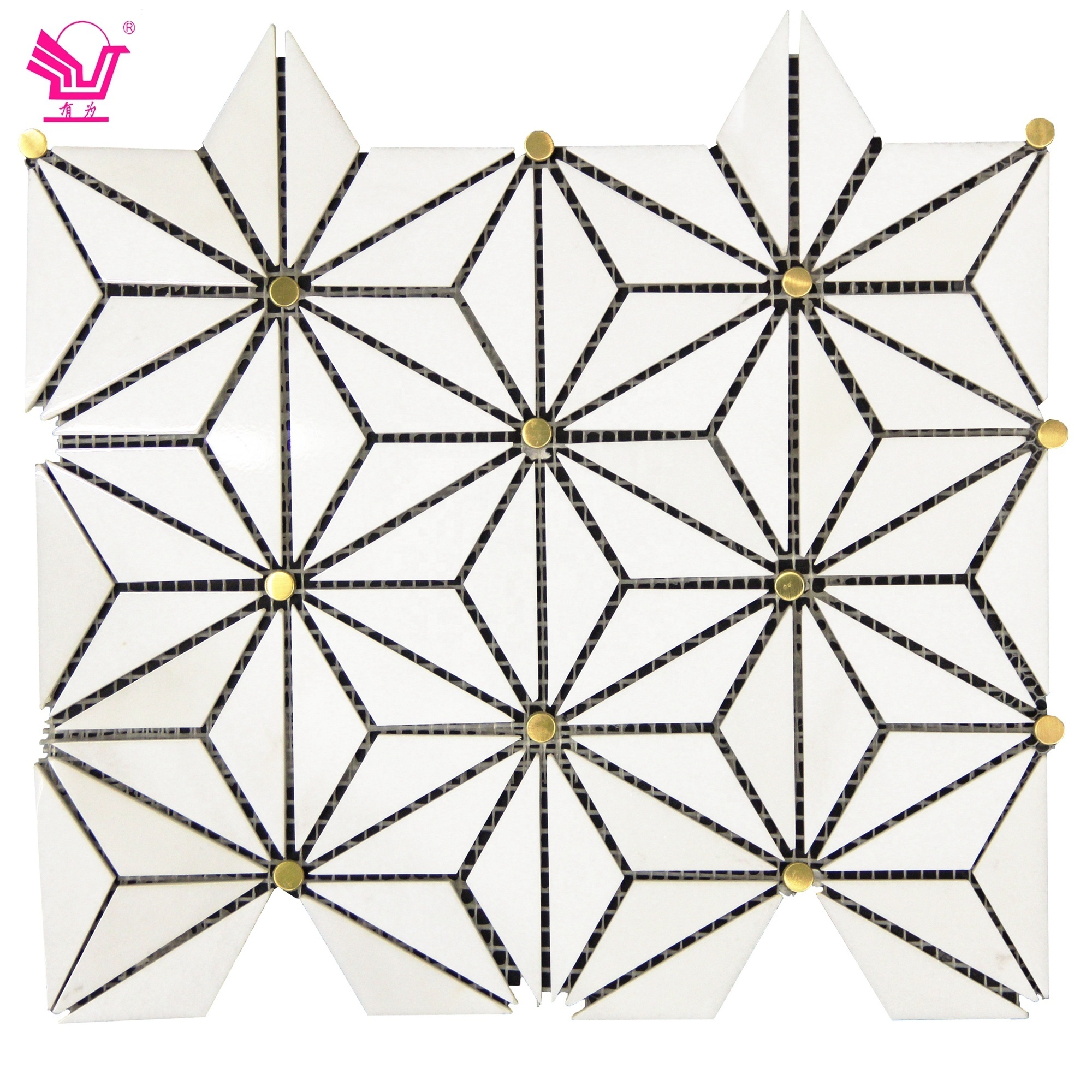 flower marble waterjet lantern arrow triangle mosaic tile gold brass copper marble mosaic waterjet tile backsplash for wall