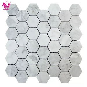 Mosaic tile Natural stone marble hexagon size design back splash wall 3D waterjet kitchen  swimming pool tile