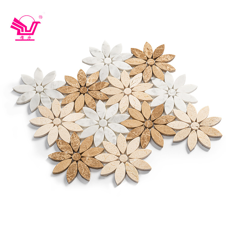 hot sale stone mosaic tiles flower shape for bathroom and kitchen backsplash