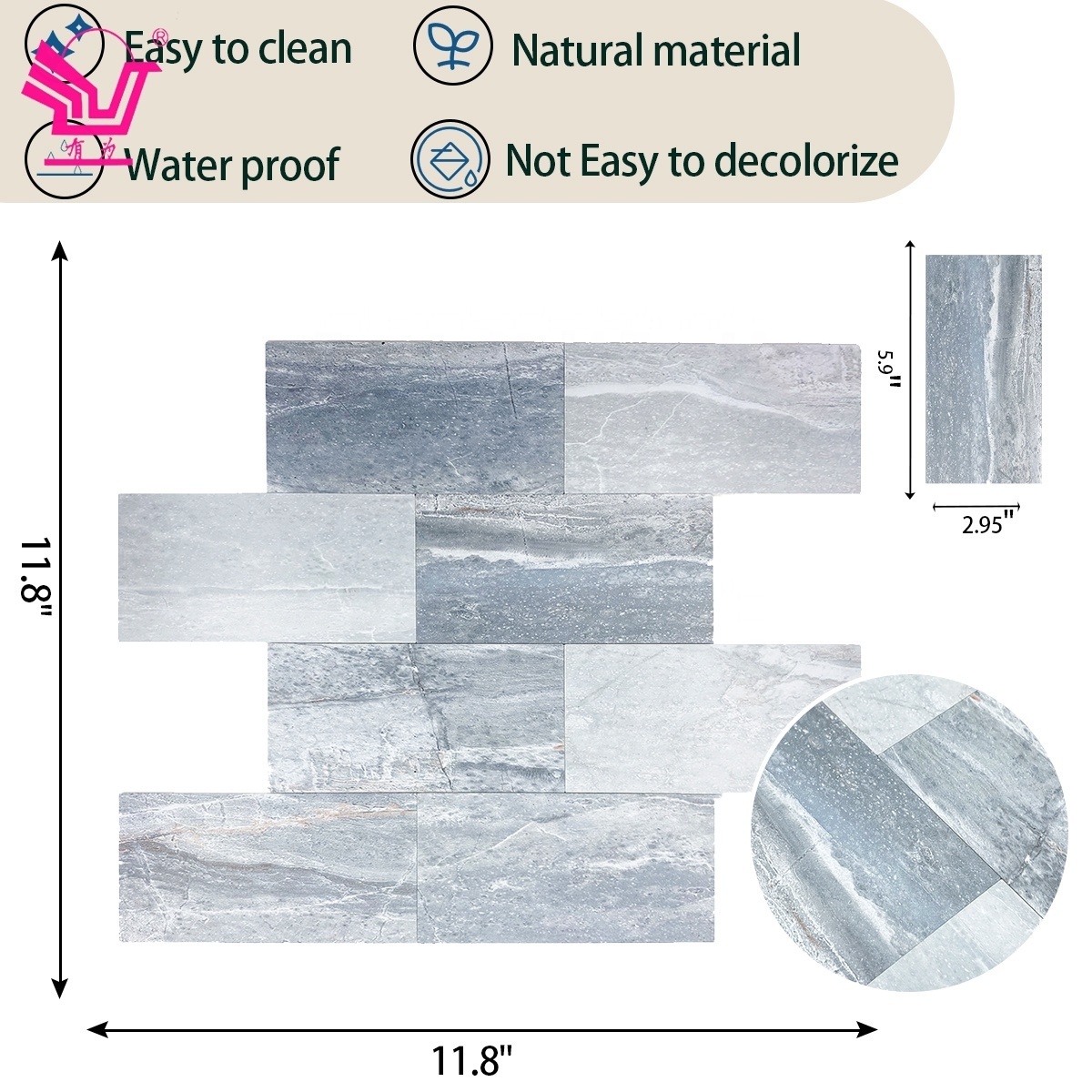 Marble Grain Self Adhesive Metal Mosaic Wall Kitchen Backsplash Peel And Stick Backsplash Mosaic Tile Pvc Waterproof