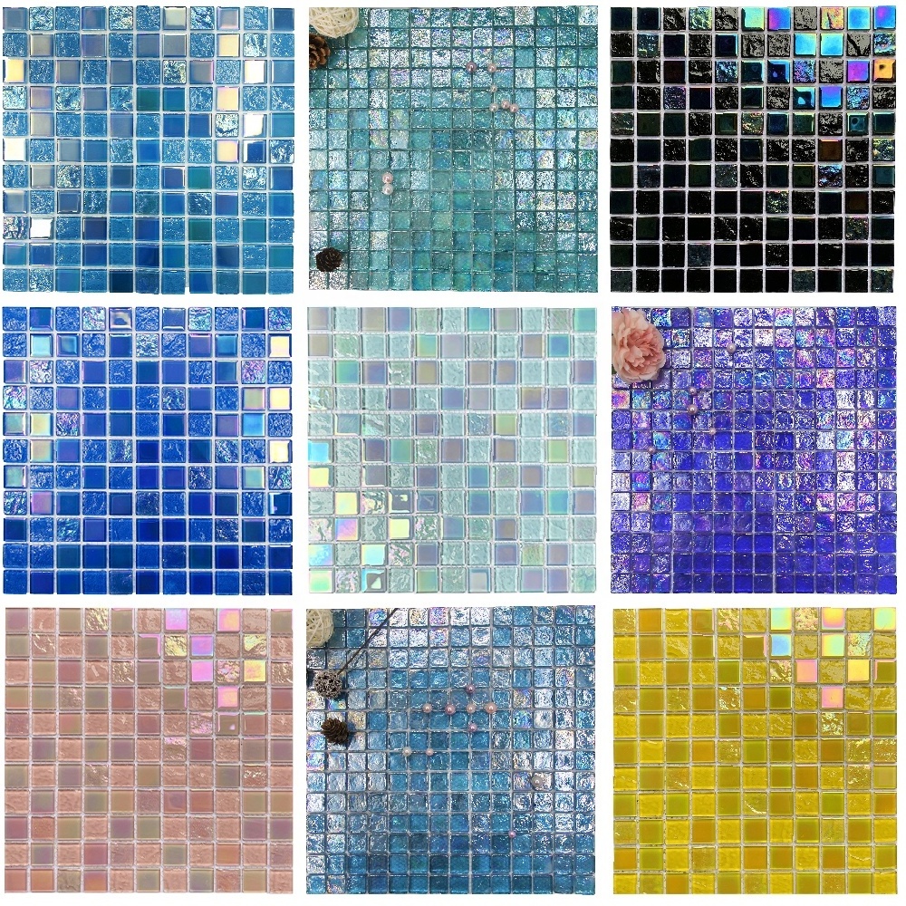 Iridescent Crystal Glass Mosaic Mirror Bathroom Glass Mosaic Tile