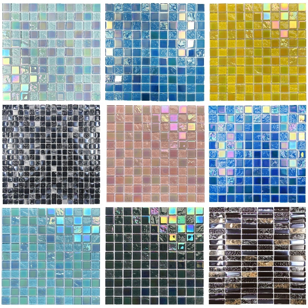 Iridescent Crystal Glass Mosaic Mirror Bathroom Glass Mosaic Tile