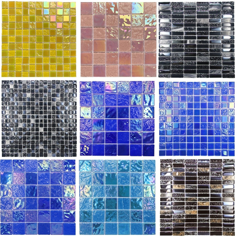 Iridescent Crystal Glass Mosaic Mirror Bathroom Glass Mosaic Tile