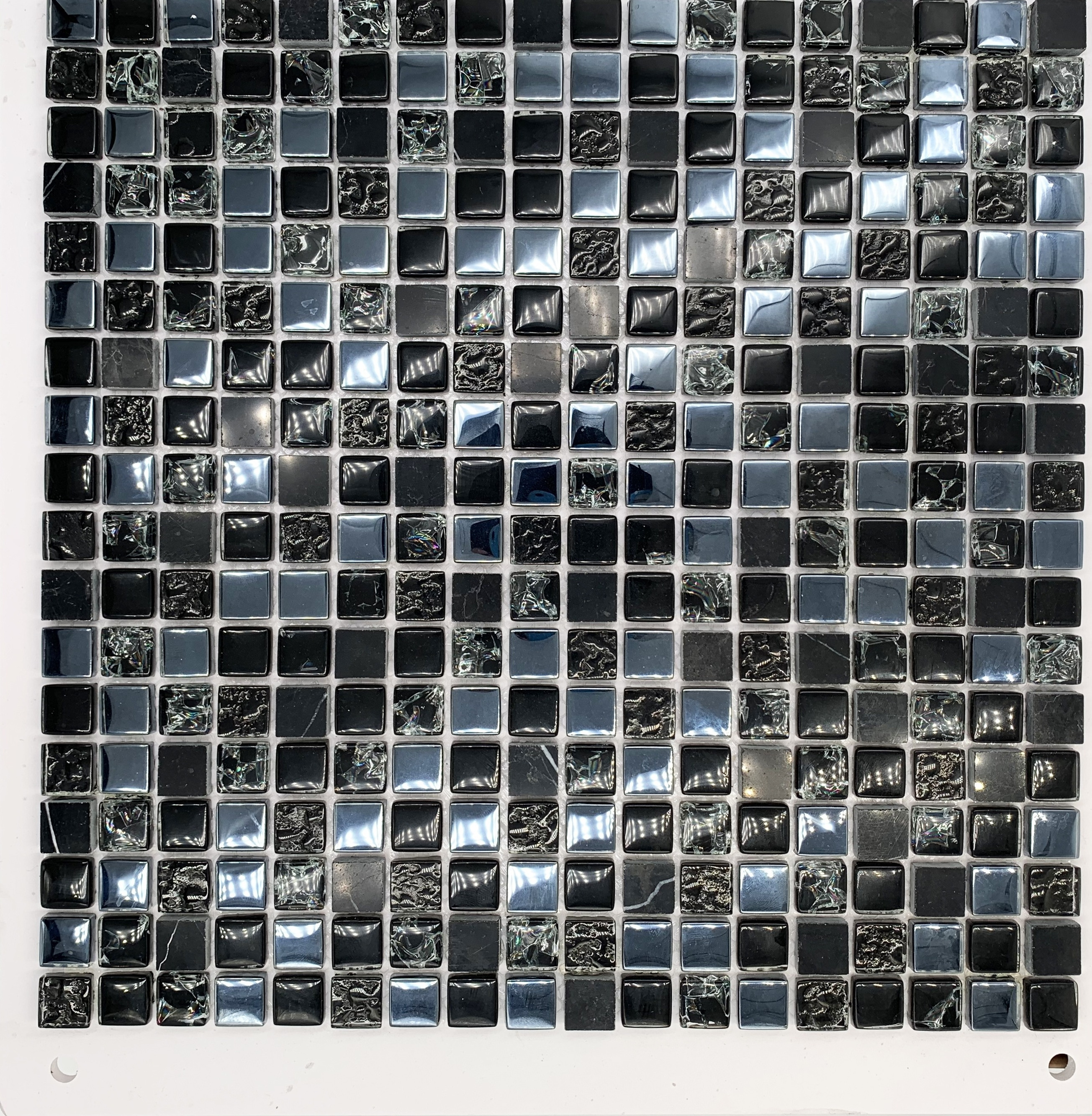 CHARCOAL Black Clear Glass Plain Glass  Squares Marble Mosaic Wall Tiles 6mm bathroom shower kitchen backsplash