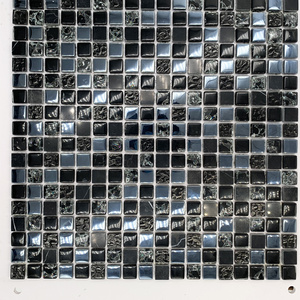 CHARCOAL Black Clear Glass Plain Glass  Squares Marble Mosaic Wall Tiles 6mm bathroom shower kitchen backsplash