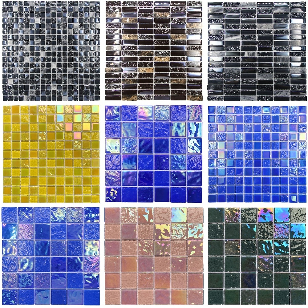 Iridescent Crystal Glass Mosaic Mirror Bathroom Glass Mosaic Tile