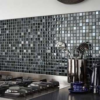 CHARCOAL Black Clear Glass Plain Glass  Squares Marble Mosaic Wall Tiles 6mm bathroom shower kitchen backsplash