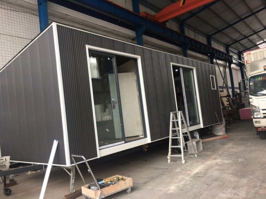 mobile modern prefab container steel frame tiny house trailer home on wheels  kits modular