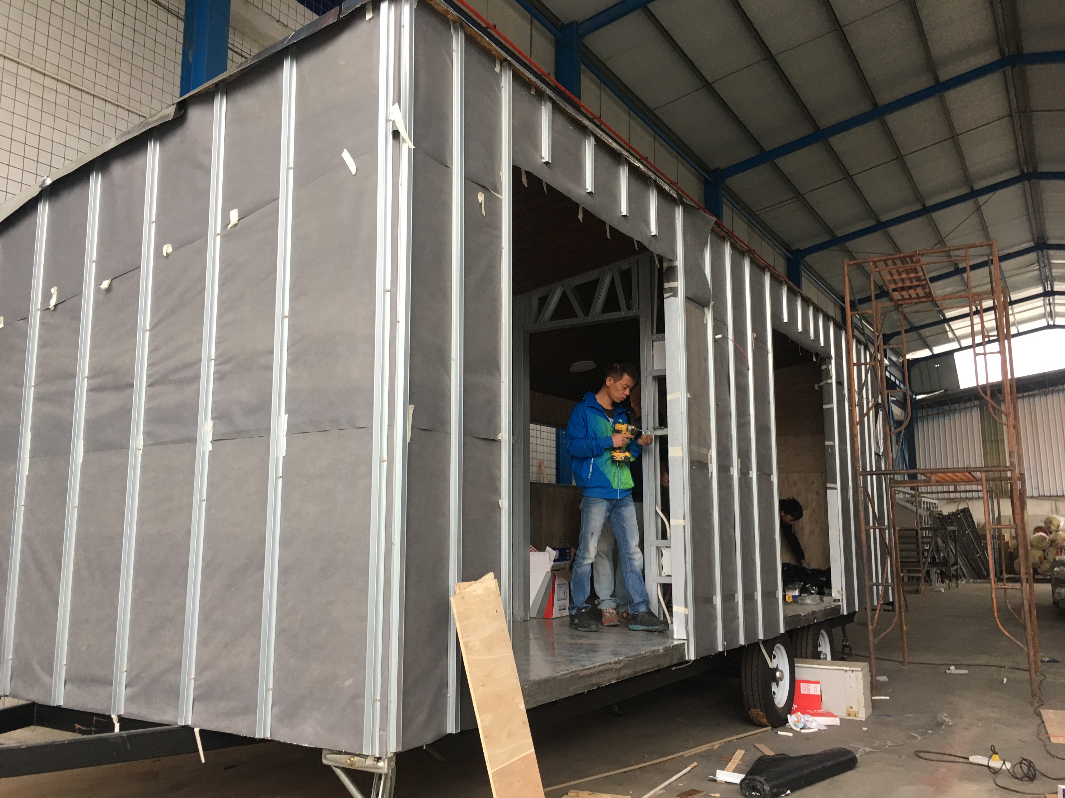 mobile modern prefab container steel frame tiny house trailer home on wheels  kits modular