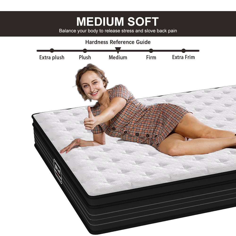 Queen Size Cool Feeling Breathable Tencel Cover Memory Foam Mattress Strong Support Euro Top Motion Isolation Spring Mattress