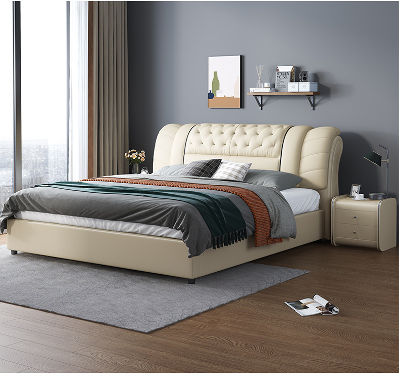 European king size and queen size bed luxury leather modern bedroom furniture luxury bed