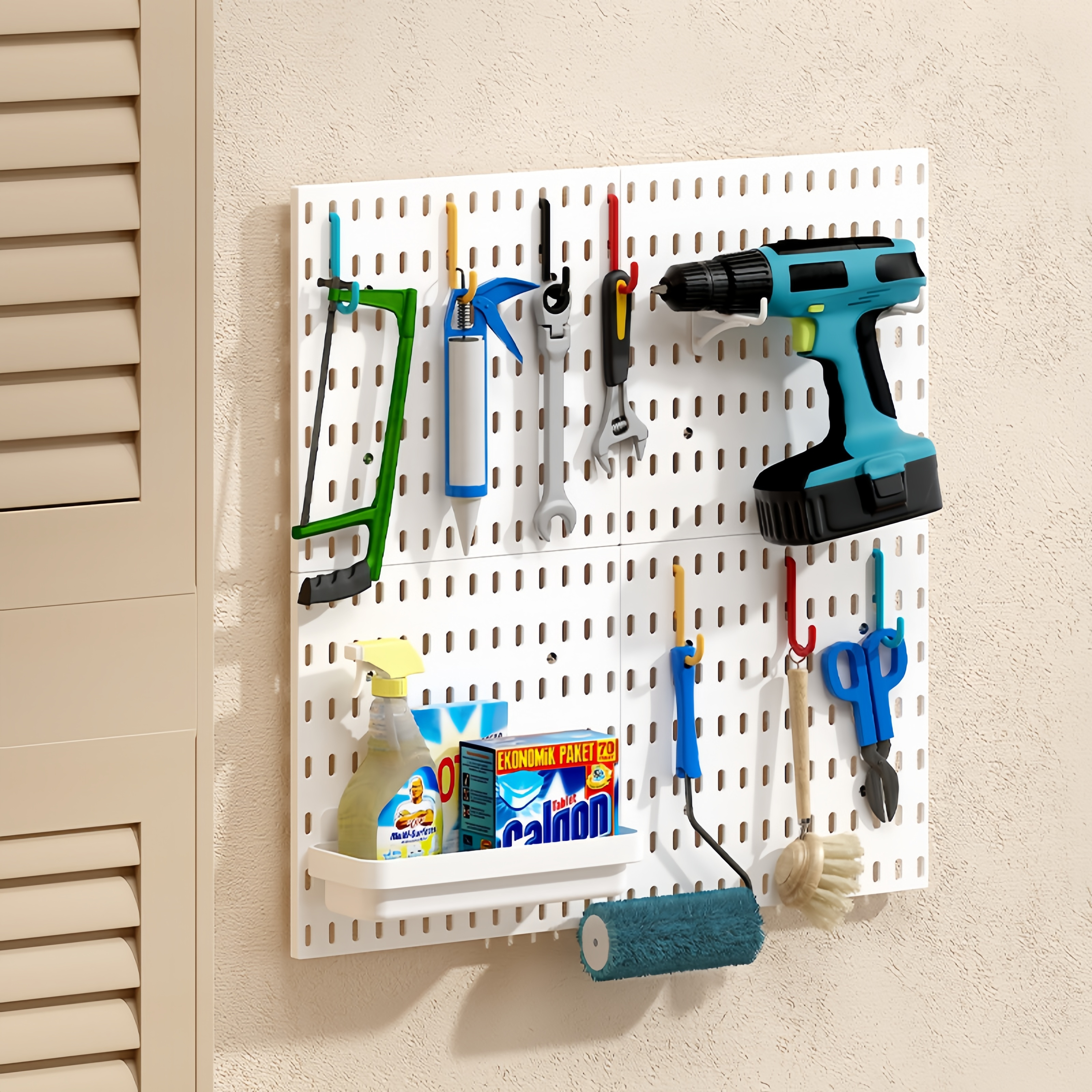 Ultrawall Customized Iron Pegboard Combination Kit Wall Mounted Storage Set Hanging Accessories Storage Bins Tool Panel