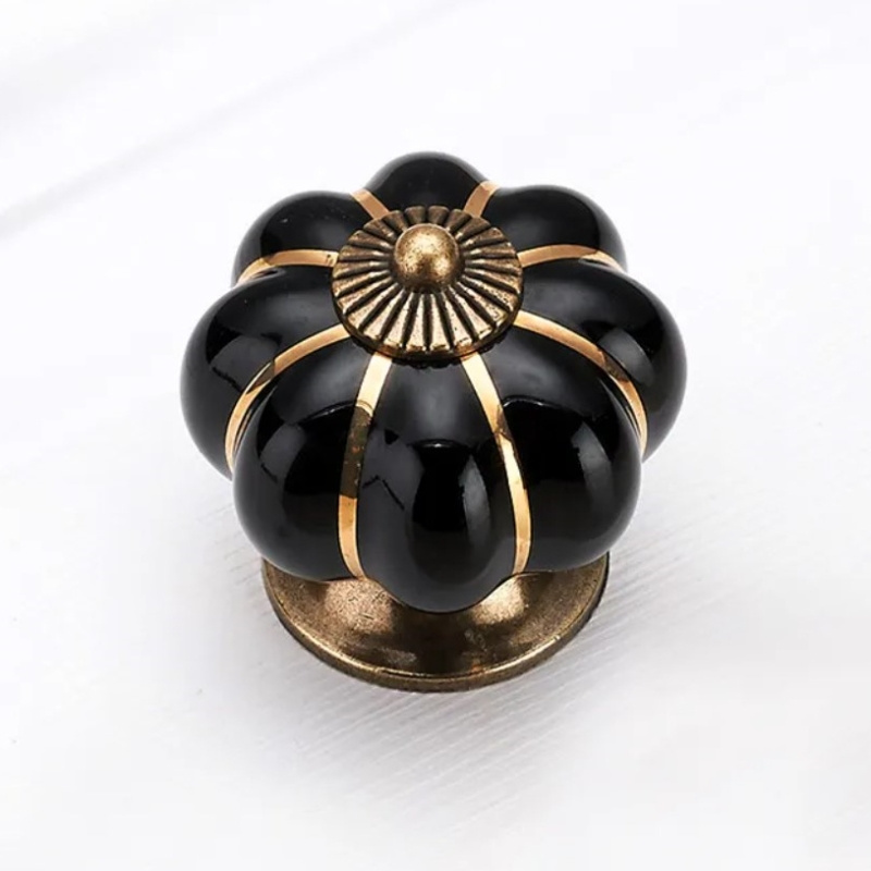 Cute Furniture accessories Kitchen hardware Delicate Pumpkin shape Ceramic Drawer Handles and knobs