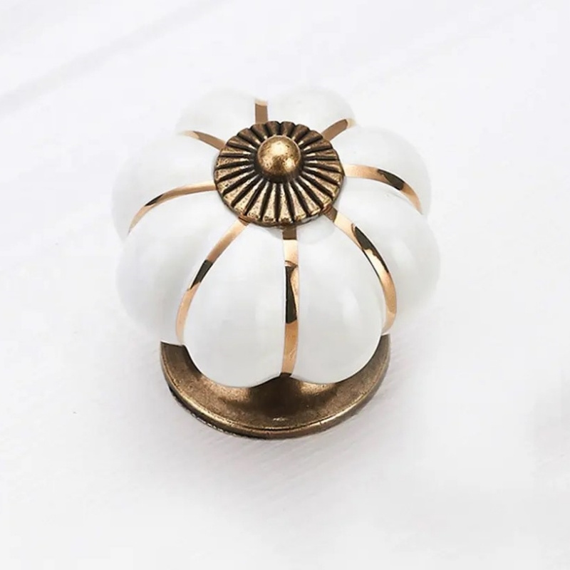 Cute Furniture accessories Kitchen hardware Delicate Pumpkin shape Ceramic Drawer Handles and knobs