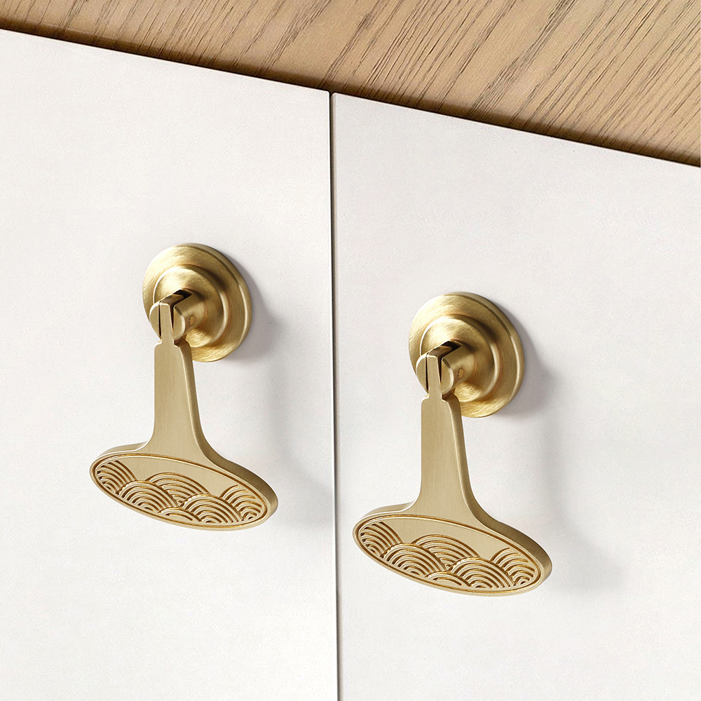 2024 European Design Anti-Rust Brass Handle Unique Kitchen Cabinet Pull and Furniture Decoration Trending Cupboard Knobs