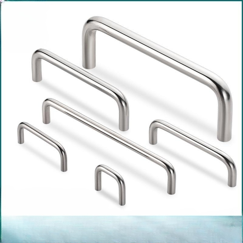 Stainless steel solid handle chrome plated wardrobe door cabinet handle stainless steel door handle welded U-shaped h