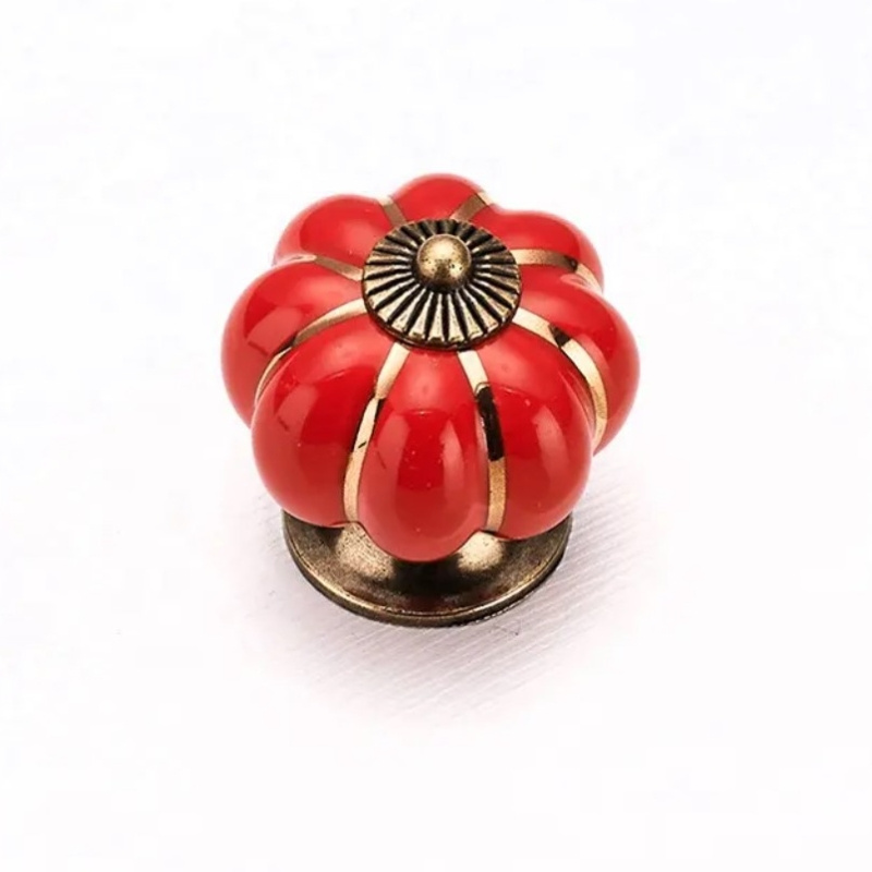 Cute Furniture accessories Kitchen hardware Delicate Pumpkin shape Ceramic Drawer Handles and knobs