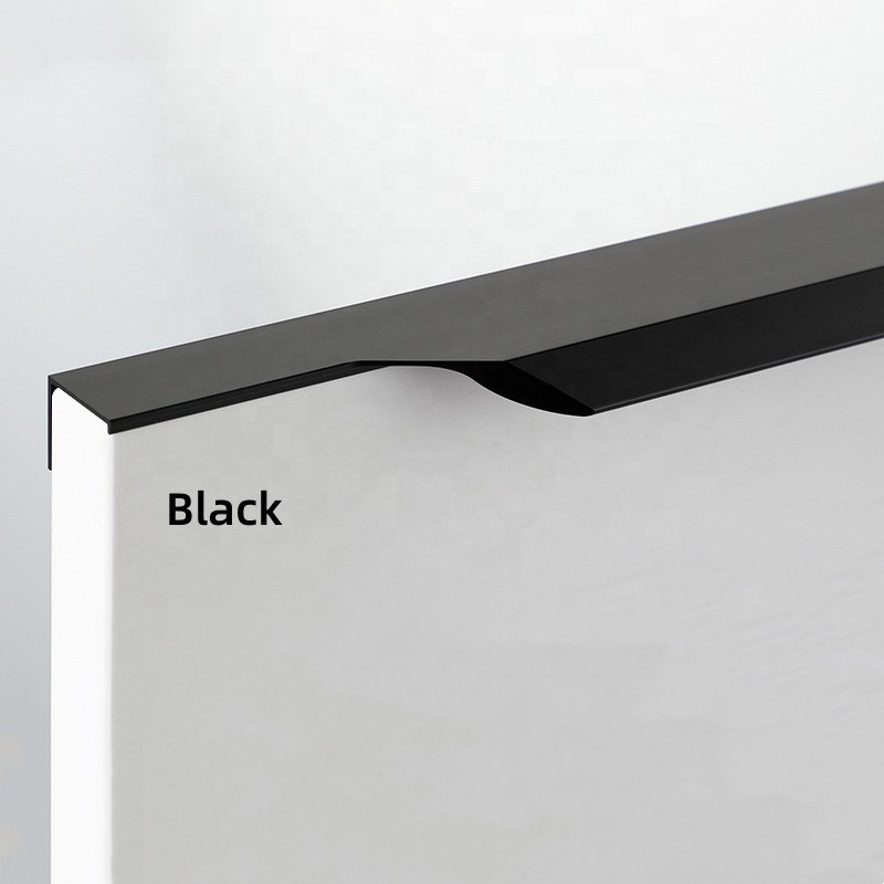 Black Gold Aluminium Long Edge Pull Cabinet Handle Pulls With Lip Brushed  Wardrobe Edge Finger Pull