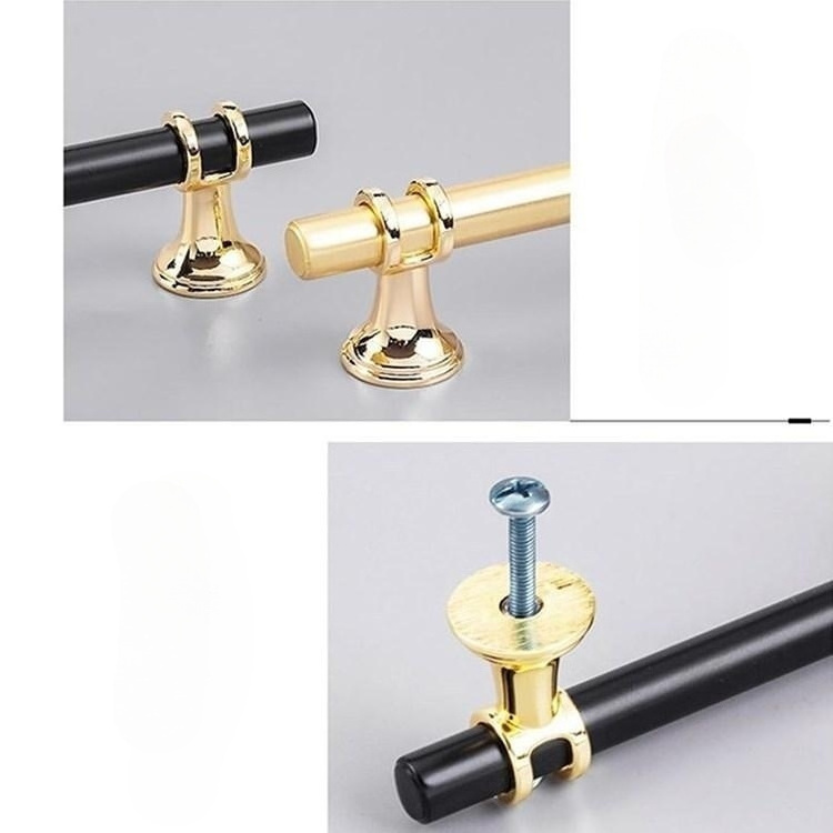 Aluminum alloy cabinet door handle  drawer  wardrobe door handle  furniture hardware black gold handle