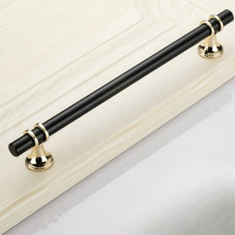 Aluminum alloy cabinet door handle  drawer  wardrobe door handle  furniture hardware black gold handle