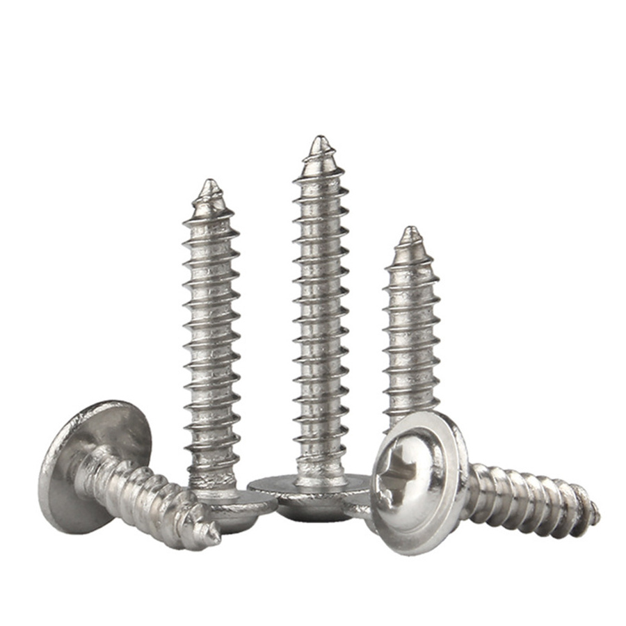 Custom Concrete Security Building Screw Metal Stainless Steel Round Head Self-tapping Screws With Washer