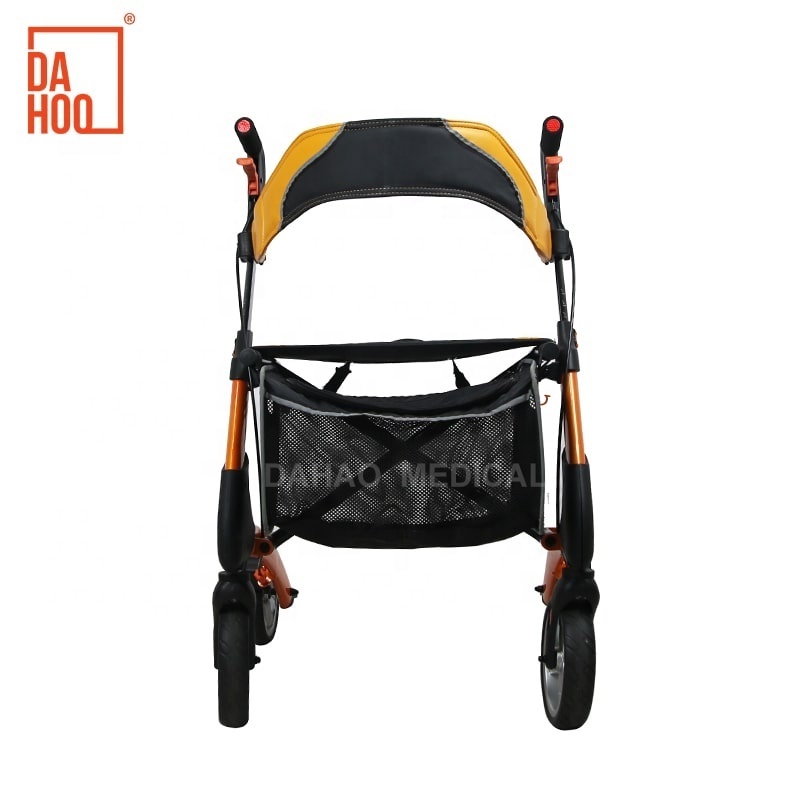 Ultra Light Weight Aged Care Folding Aluminum Mobility Shopping Cart Adult Walking Rollator Walker with Seat