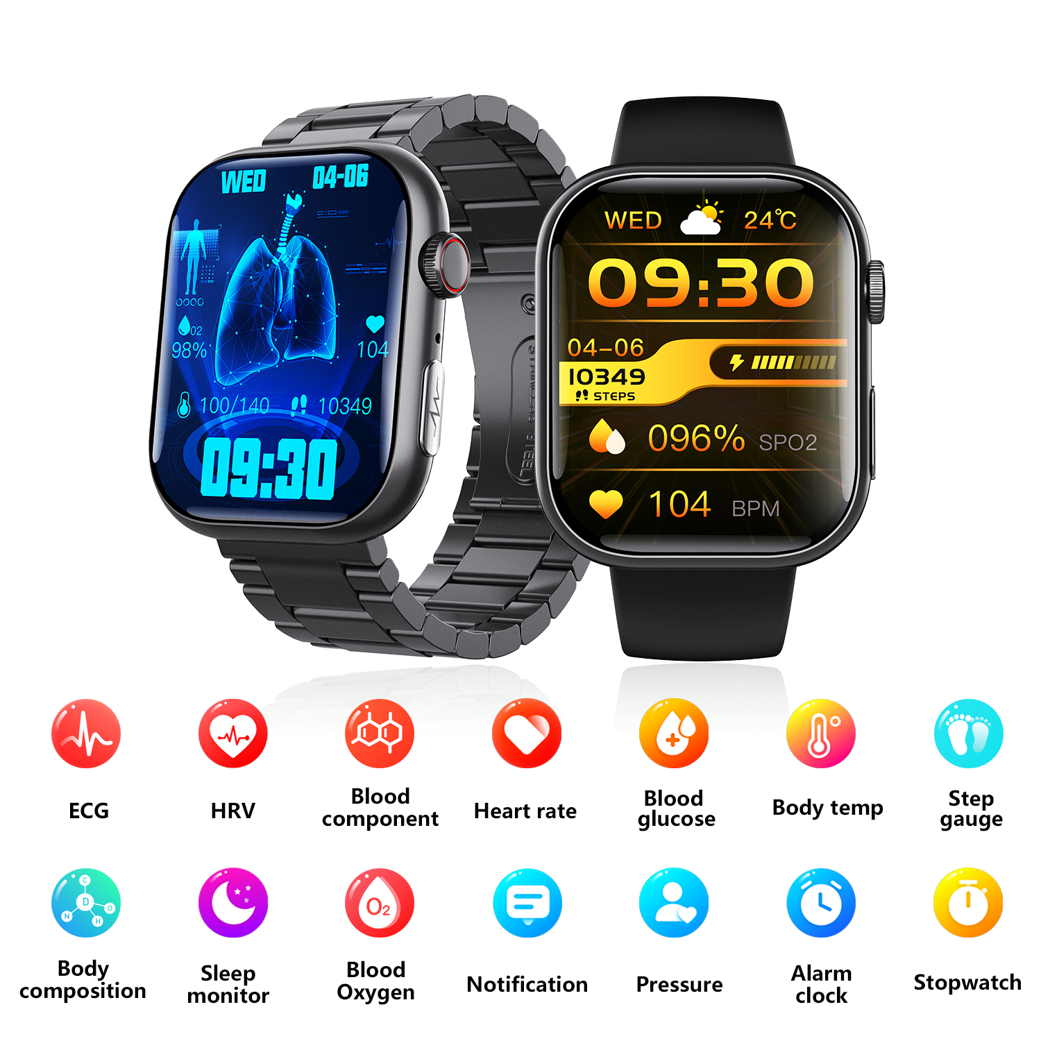 F100 Newly Arrival High Quality BT Call Smartwatch Health Monitor SOS Emergency Call Uric Acid Glucose Smart Watch