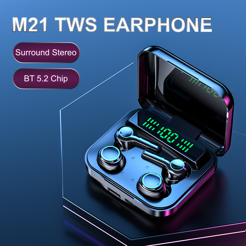 Hot Selling Tws M21 Couple Wireless Headset Handsfree Waterproof Sports Four Earbuds Gaming In Ear M21 Headphone With Microphone