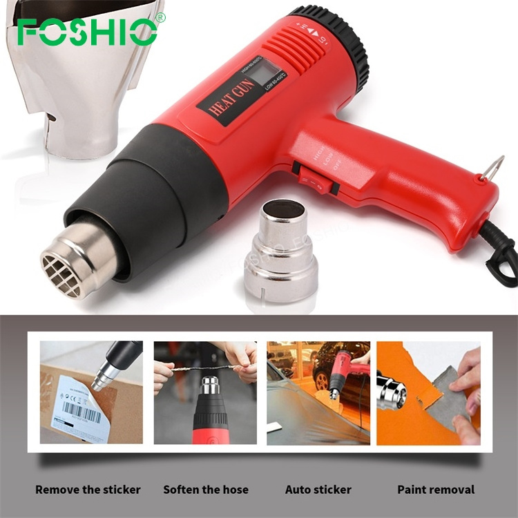 Foshio Digital Lcd Display Dual Temperature Hot Air Heat Gun for Car Vinyl Wrap