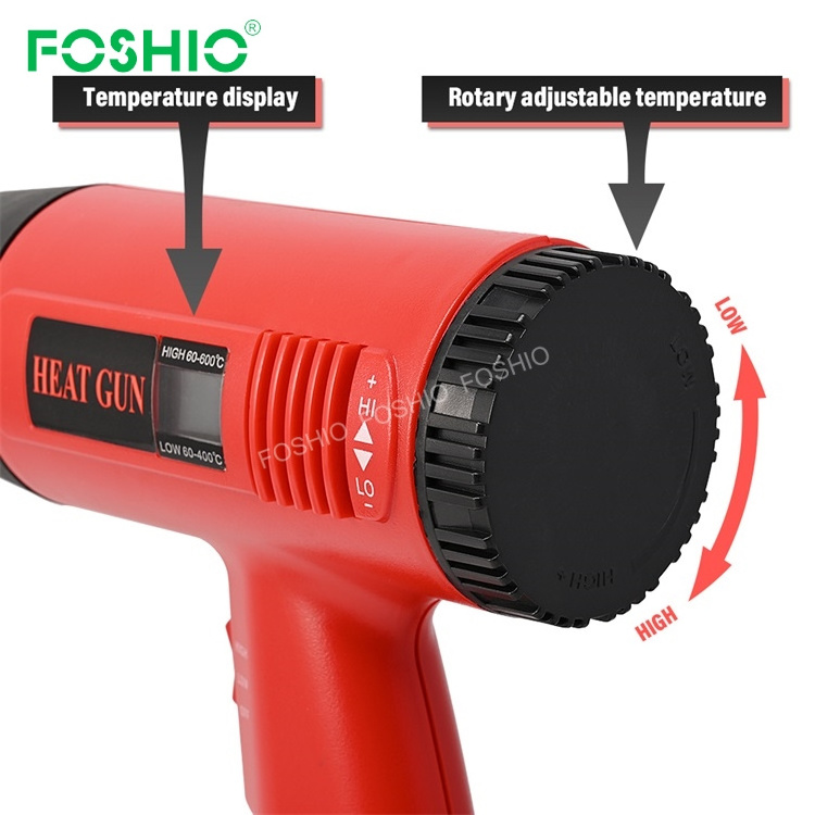 Foshio 1800W 220V Industrial Electronic Shrink Hot Air Heat Gun with Lcd Display