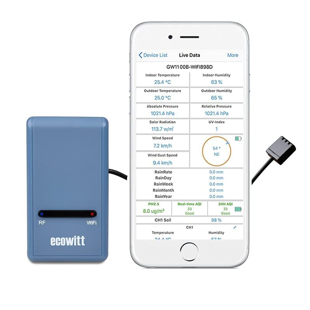 Portable WiFi Weather Station Sensor Gateway with Temperature Humidity and Atmospheric Pressure 3-in-1 Probe Sensor