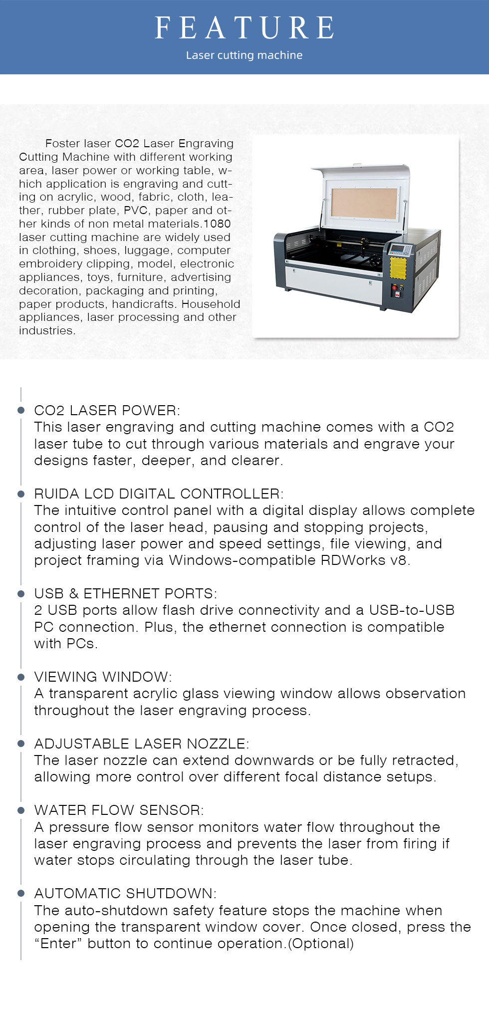 high quality 1080 laser cutting machine foam board 50w 60w 80w 100w 150w laser cutter shoes co2 laser engraving machine