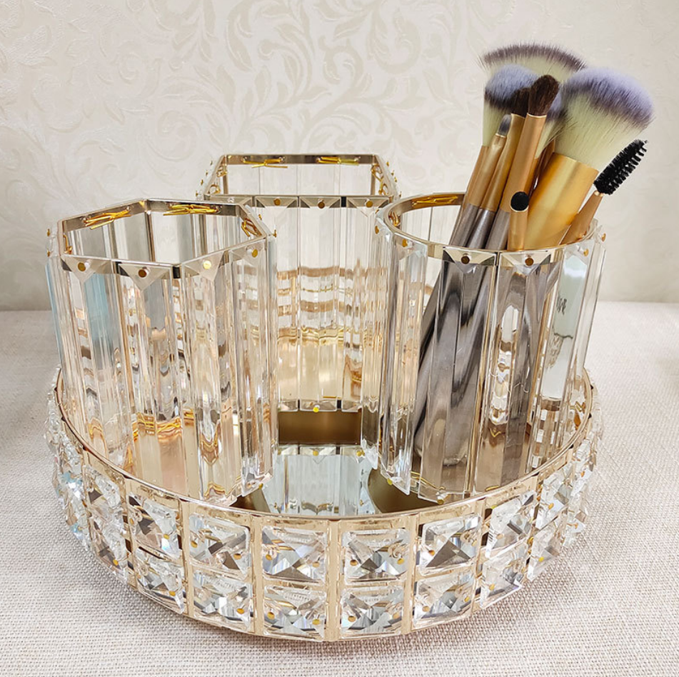 FOSUN popular metal pen container pencil barrel makeup brush holder round storage jars tooth brush holder for toilet use