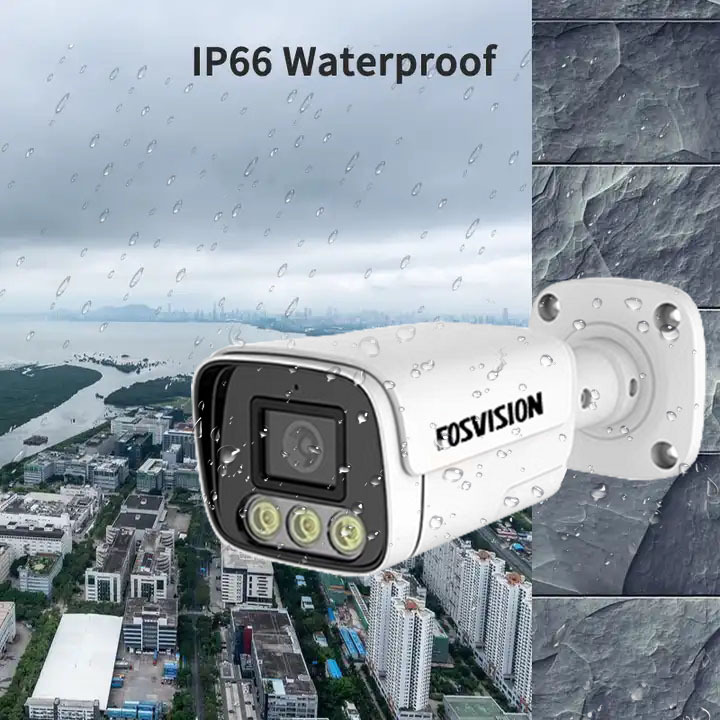 Fosvision 4k 8MP Poe Ip Camera full color Night Vision Outdoor Ir Security Waterproof Surveillance 8mp Bullet Cctv Camera 265