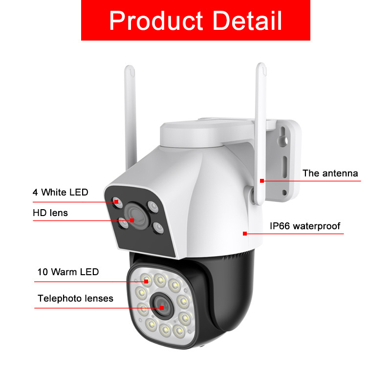 FOSVISION 3MP Dual Lens WiFi Camera two-way audio smart full color night vision PTZ Wifi Wireless Security cctv camera