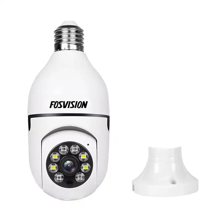 FOSVISION 2MP Wireless Surveillance Panoramic Light Camera Bulb Pt Smart Cctv Bulb Wifi Camera with Mini E27 Bulb Socket